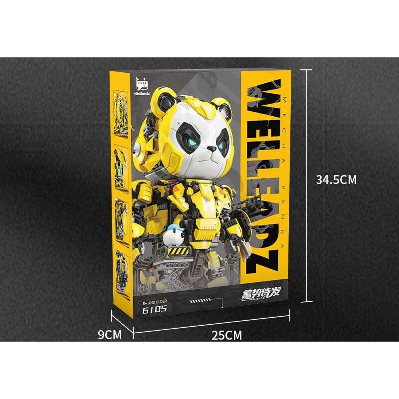 WELLEADZ 6105 GẤU TRÚC CƠ KHÍ bộ đồ chơi xếp lắp ráp ghép mô hình MECHA PANDA FIGHTING 2198 khối