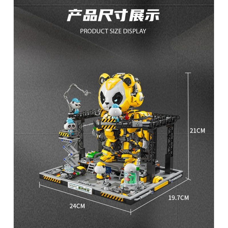 WELLEADZ 6105 GẤU TRÚC CƠ KHÍ bộ đồ chơi xếp lắp ráp ghép mô hình MECHA PANDA FIGHTING 2198 khối
