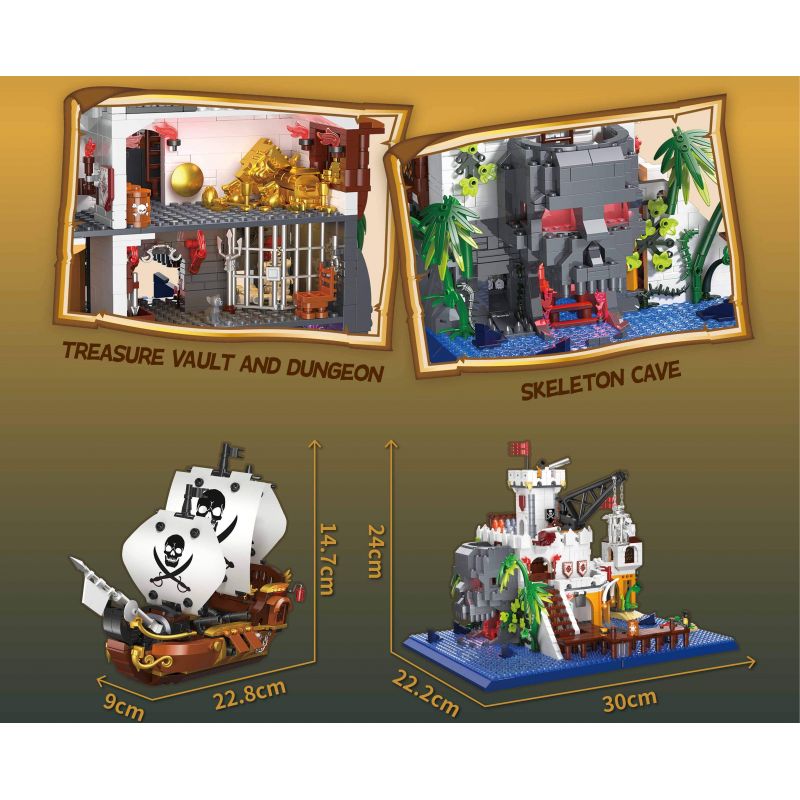 ZHEGAO 612021 VỊNH CƯỚP BIỂN bộ đồ chơi xếp lắp ráp ghép mô hình Pirates Of The Caribbean PIRATE BAY Cướp Biển Vùng Caribe 2461 khối