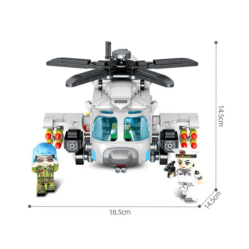 SEMBO 202218 non Lego NHÓM CHIẾN ĐẤU CƠ SIÊU DỄ THƯƠNG TRỰC THĂNG Z-20 bộ đồ chơi xếp lắp ráp ghép mô hình Military Army Quân Sự Bộ Đội 445 khối