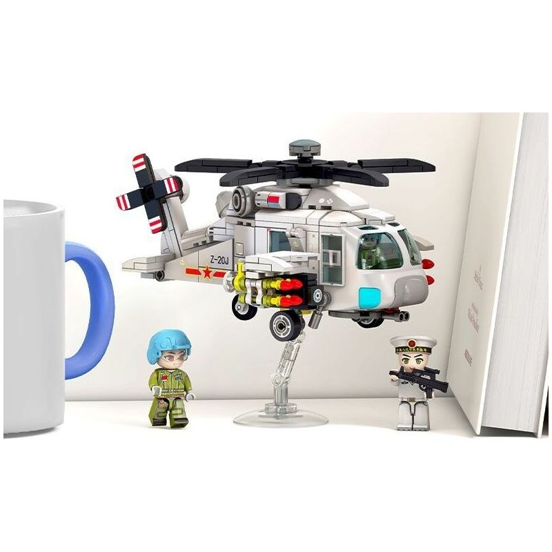 SEMBO 202218 NHÓM CHIẾN ĐẤU CƠ SIÊU DỄ THƯƠNG TRỰC THĂNG Z-20 bộ đồ chơi xếp lắp ráp ghép mô hình Military Army Quân Sự Bộ Đội 445 khối