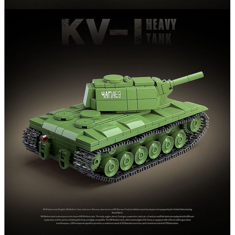 QuanGuan 100271 Quan Guan 100271 XE TĂNG HẠNG NẶNG KY-1 bộ đồ chơi xếp lắp ráp ghép mô hình Military Army Quân Sự Bộ Đội 481 khối