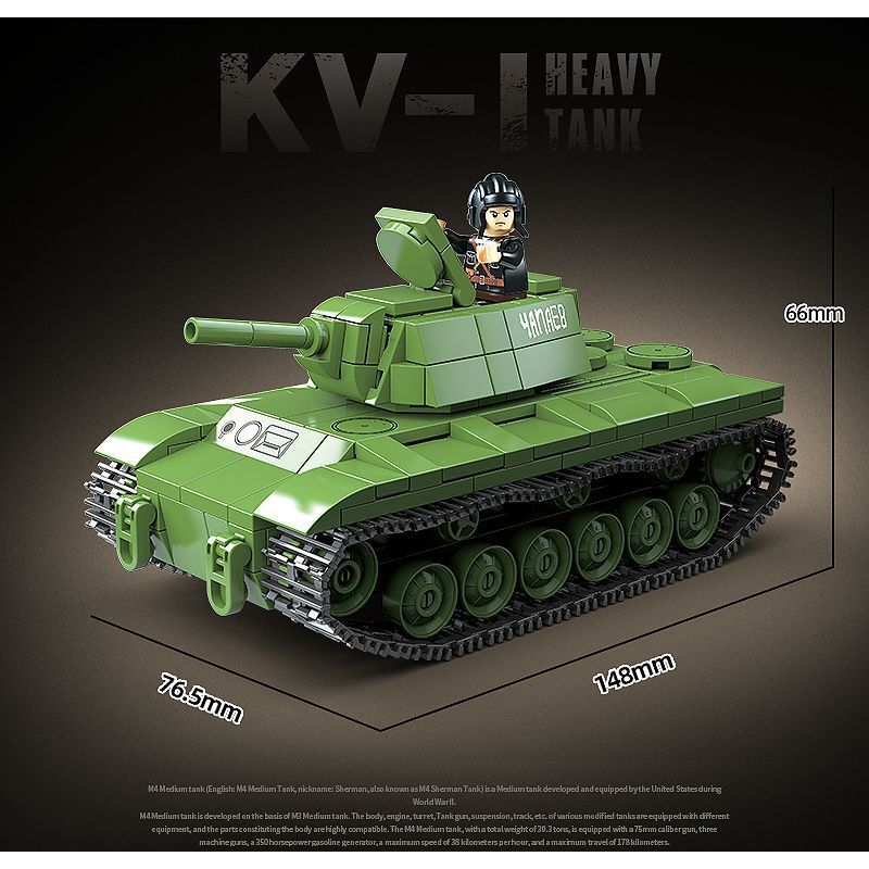 QuanGuan 100271 Quan Guan 100271 XE TĂNG HẠNG NẶNG KY-1 bộ đồ chơi xếp lắp ráp ghép mô hình Military Army Quân Sự Bộ Đội 481 khối