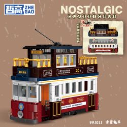ZHEGAO 991011 non  XE ĐIỆN CỔ bộ đồ chơi xếp lắp ráp ghép mô hình City NOSTALGIC CLASSIC BUS Thành Phố 897 khối