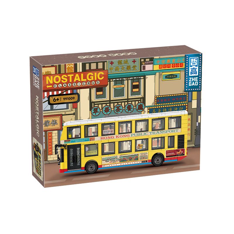 ZHEGAO 991009 non Lego XE BUÝT HAI TẦNG bộ đồ chơi xếp lắp ráp ghép mô hình City NOSTALGIC CLASSIC BUS Thành Phố 769 khối