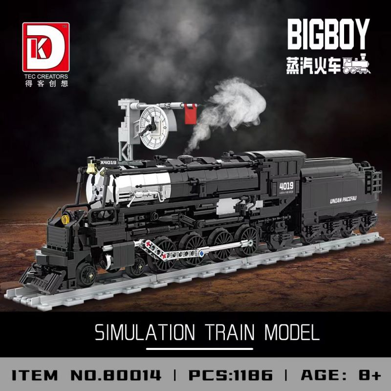 DK 80014 non Lego ĐẦU MÁY HƠI NƯỚC BIG BOY bộ đồ chơi xếp lắp ráp ghép mô hình City BIG BOY SIMULATION TRAIN MODEL Thành Phố 1186 khối