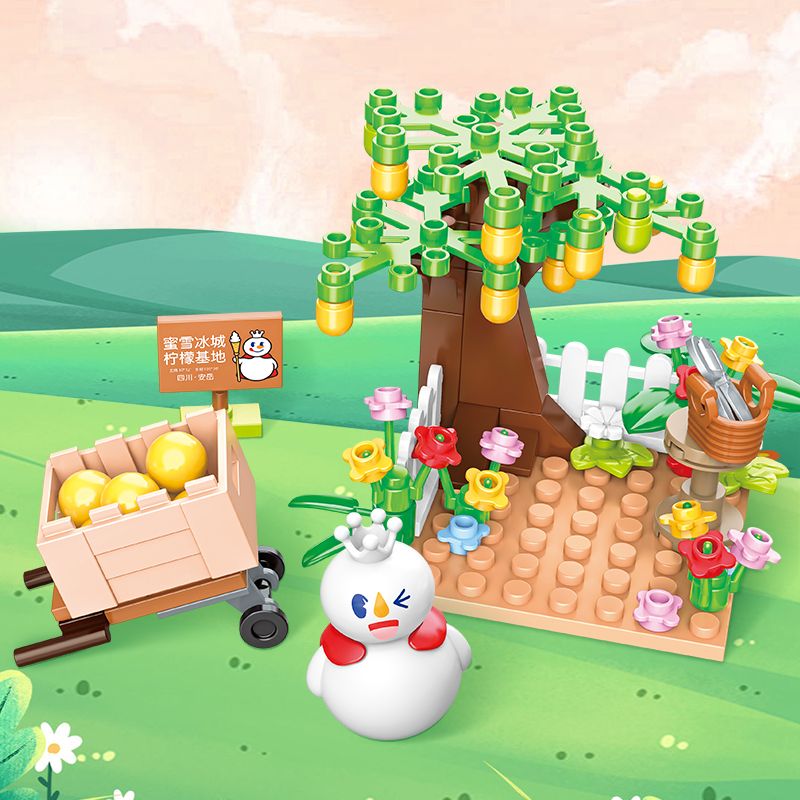 MIXUE ICE CITY A820001 820001 non  THÀNH PHỐ BĂNG MIXUE VƯỜN CHANH VUA TUYẾT bộ đồ chơi xếp lắp ráp ghép mô hình 80 khối