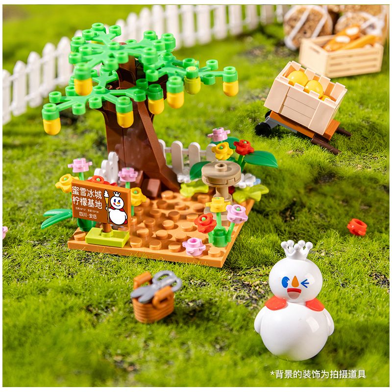 MIXUE ICE CITY A820001 820001 non  THÀNH PHỐ BĂNG MIXUE VƯỜN CHANH VUA TUYẾT bộ đồ chơi xếp lắp ráp ghép mô hình 80 khối