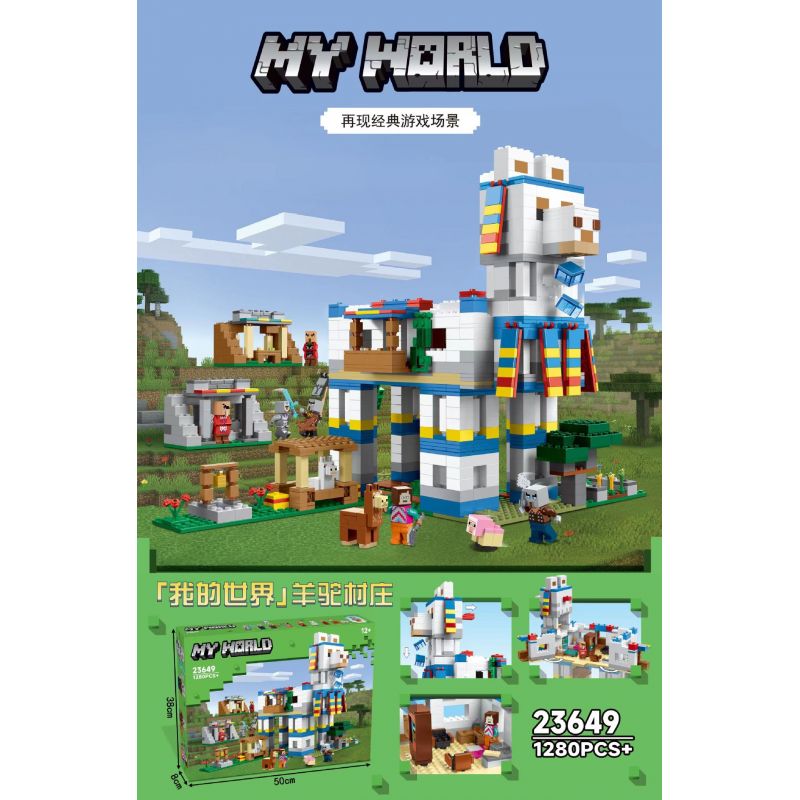 NOT Lego THE LLAMA VILLAGE 21188 ZIMO 23649 xếp lắp ráp ghép mô hình LÀNG LLAMA ALPACA Minecraft Game Xây Dựng 1252 khối