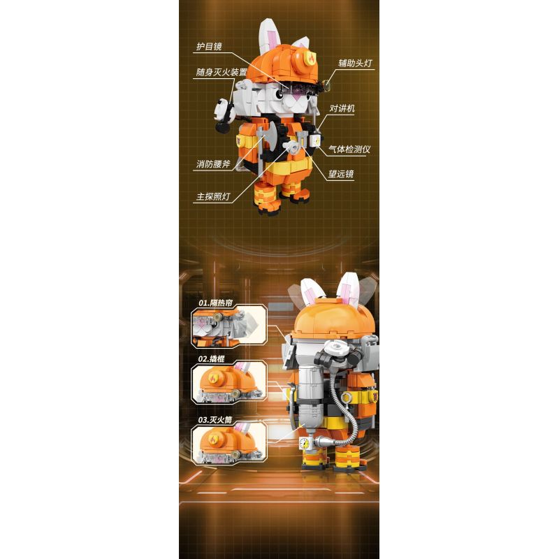 CAYI 2233A LÍNH CỨU HỎA THỎ bộ đồ chơi xếp lắp ráp ghép mô hình 253 khối