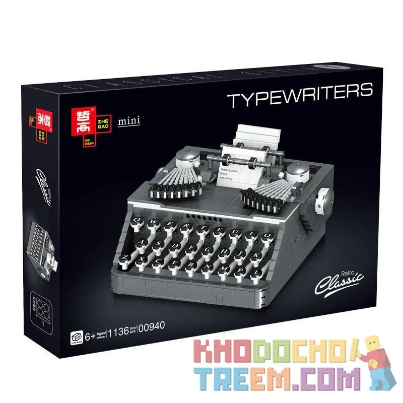 ZHEGAO 00940 non Lego MÁY ĐÁNH CHỮ CỔ ĐIỂN bộ đồ chơi xếp lắp ráp ghép mô hình Creator Expert TYPEWRITERS Chuyên Gia Sáng Tạo 1136 khối