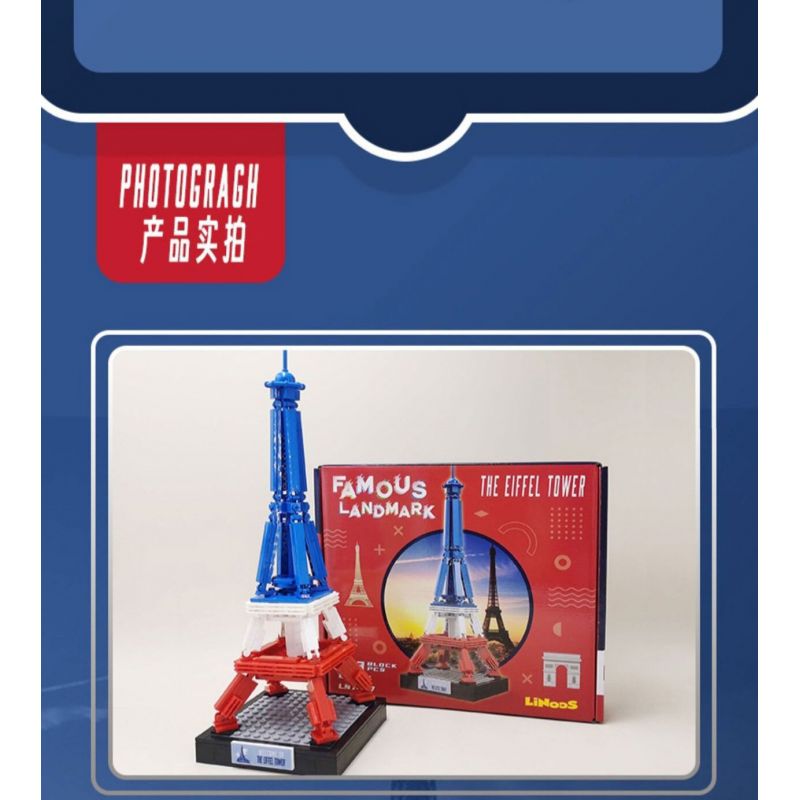 LINOOS LN7057 7057 THÁP EIFFEL bộ đồ chơi xếp lắp ráp ghép mô hình Architecture FAMOUS LANDMARK THE EIFFEL TOWER Công Trình Kiến Trúc 303 khối