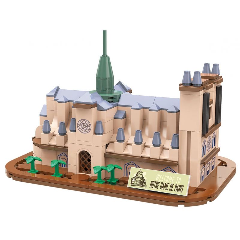 LINOOS LN7058 7058 non Lego NHÀ THỜ ĐỨC BÀ PARIS bộ đồ chơi xếp lắp ráp ghép mô hình Architecture FAMOUS LANDMARK NOTRE DAME DE PARIS Công Trình Kiến Trúc 303 khối