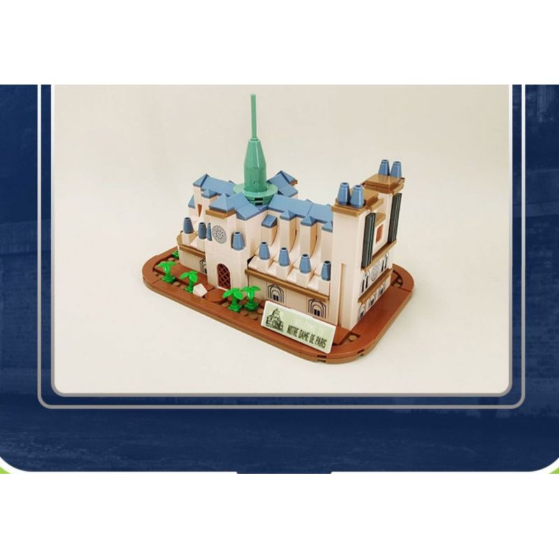 LINOOS LN7058 7058 NHÀ THỜ ĐỨC BÀ PARIS bộ đồ chơi xếp lắp ráp ghép mô hình Architecture FAMOUS LANDMARK NOTRE DAME DE PARIS Công Trình Kiến Trúc 303 khối