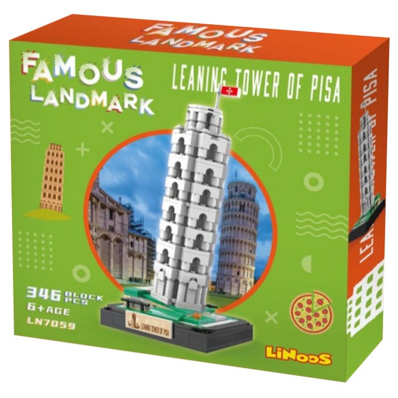 LINOOS LN7059 7059 THÁP NGHIÊNG PISA bộ đồ chơi xếp lắp ráp ghép mô hình Architecture FAMOUS LANDMARK LEANING TOWER OF PISA Công Trình Kiến Trúc 346 khối