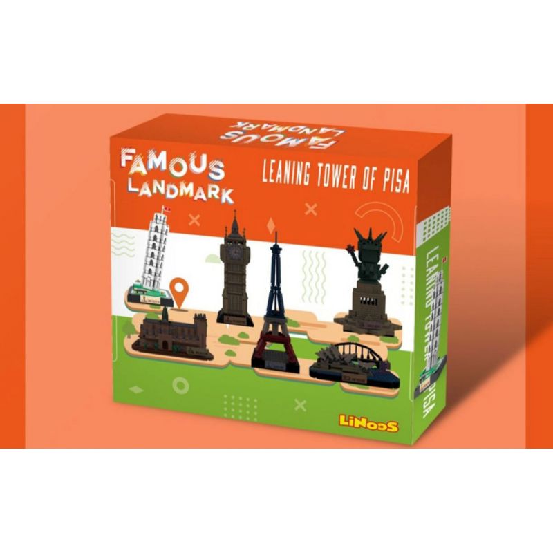 LINOOS LN7059 7059 THÁP NGHIÊNG PISA bộ đồ chơi xếp lắp ráp ghép mô hình Architecture FAMOUS LANDMARK LEANING TOWER OF PISA Công Trình Kiến Trúc 346 khối