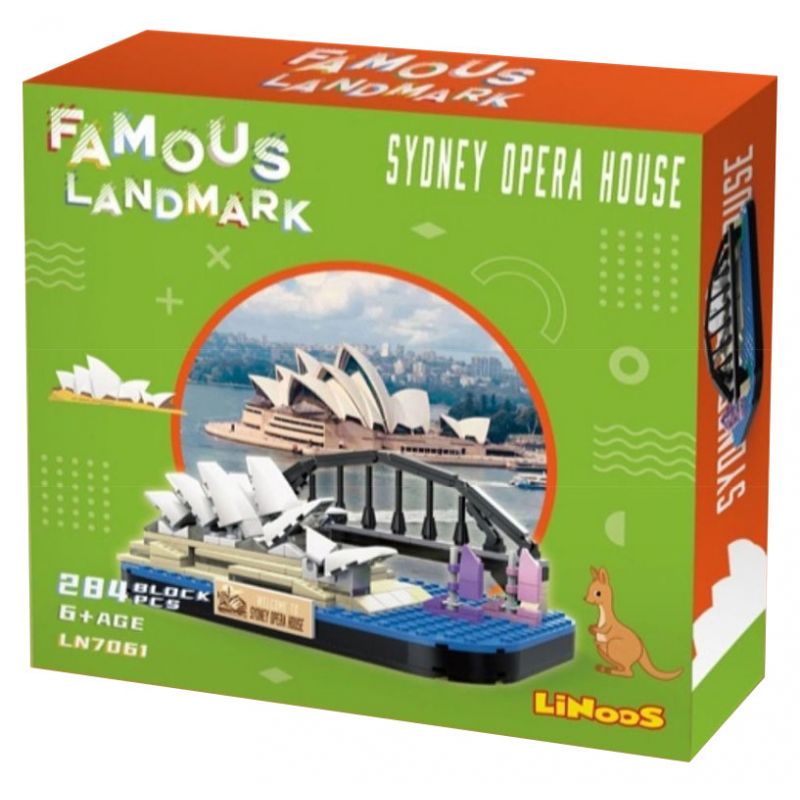 LINOOS LN7061 7061 NHÀ HÁT OPERA SYDNEY bộ đồ chơi xếp lắp ráp ghép mô hình Architecture FAMOUS LANDMARK SYDNEY OPERA HOUSE Công Trình Kiến Trúc 284 khối