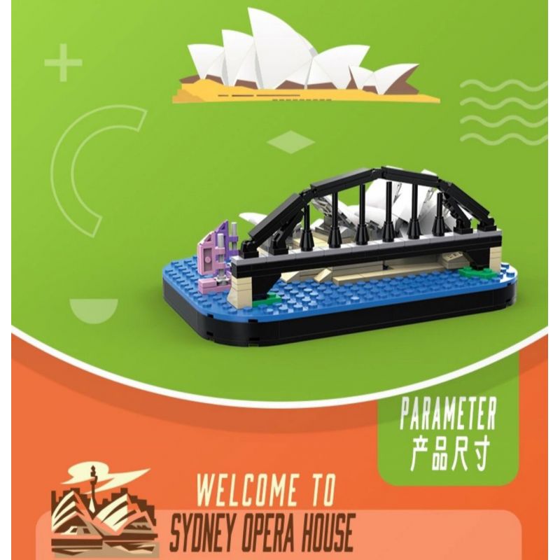 LINOOS LN7061 7061 NHÀ HÁT OPERA SYDNEY bộ đồ chơi xếp lắp ráp ghép mô hình Architecture FAMOUS LANDMARK SYDNEY OPERA HOUSE Công Trình Kiến Trúc 284 khối