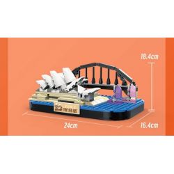 LINOOS LN7061 7061 NHÀ HÁT OPERA SYDNEY bộ đồ chơi xếp lắp ráp ghép mô hình Architecture FAMOUS LANDMARK SYDNEY OPERA HOUSE Công Trình Kiến Trúc 284 khối