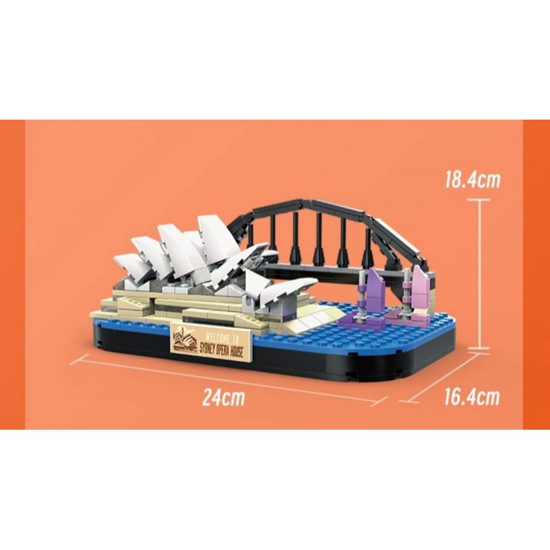 LINOOS LN7061 7061 NHÀ HÁT OPERA SYDNEY bộ đồ chơi xếp lắp ráp ghép mô hình Architecture FAMOUS LANDMARK SYDNEY OPERA HOUSE Công Trình Kiến Trúc 284 khối