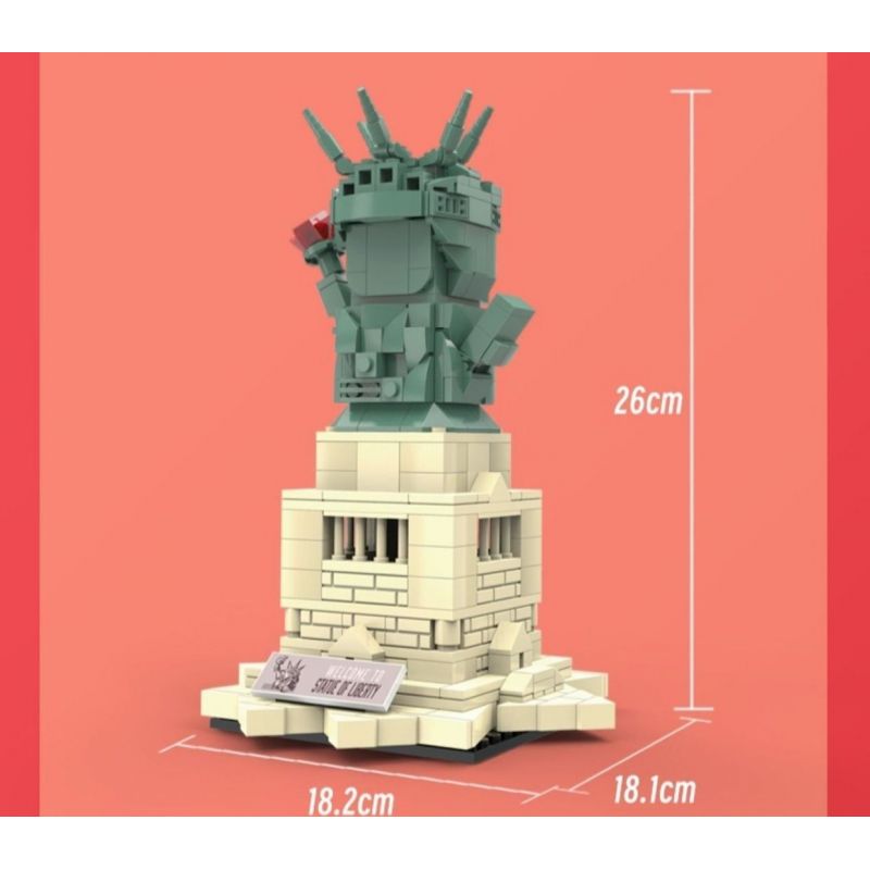 LINOOS LN7060 7060 TƯỢNG NỮ THẦN TỰ DO bộ đồ chơi xếp lắp ráp ghép mô hình Architecture FAMOUS LANDMARK STATUE OF LIBERTY Công Trình Kiến Trúc 385 khối