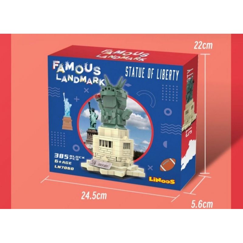 LINOOS LN7060 7060 TƯỢNG NỮ THẦN TỰ DO bộ đồ chơi xếp lắp ráp ghép mô hình Architecture FAMOUS LANDMARK STATUE OF LIBERTY Công Trình Kiến Trúc 385 khối