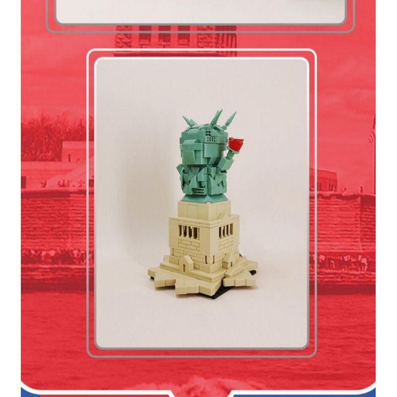 LINOOS LN7060 7060 TƯỢNG NỮ THẦN TỰ DO bộ đồ chơi xếp lắp ráp ghép mô hình Architecture FAMOUS LANDMARK STATUE OF LIBERTY Công Trình Kiến Trúc 385 khối