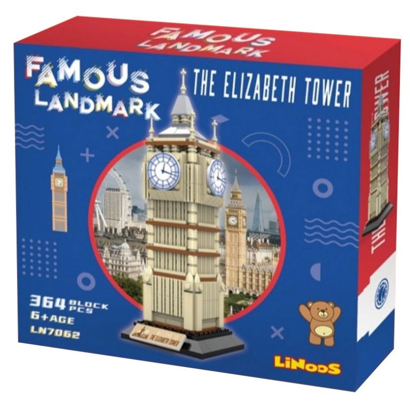 LINOOS LN7062 7062 THÁP ELIZABETH bộ đồ chơi xếp lắp ráp ghép mô hình Architecture FAMOUS LANDMARK THE ELIZABETH TOWER Công Trình Kiến Trúc 364 khối