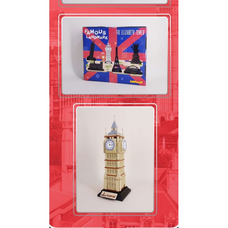 LINOOS LN7062 7062 THÁP ELIZABETH bộ đồ chơi xếp lắp ráp ghép mô hình Architecture FAMOUS LANDMARK THE ELIZABETH TOWER Công Trình Kiến Trúc 364 khối