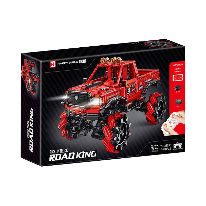 HAPPY BUILD PANGU YC-23035 23035 YC23035 RED RAPTOR MAI LUN STUNT XE ĐỊA HÌNH bộ đồ chơi xếp lắp ráp ghép mô hình Technic PICKUP TRUCK ROAD KING Kỹ Thuật Công Nghệ Cao Mô Hình Phương Tiện 1640 khối