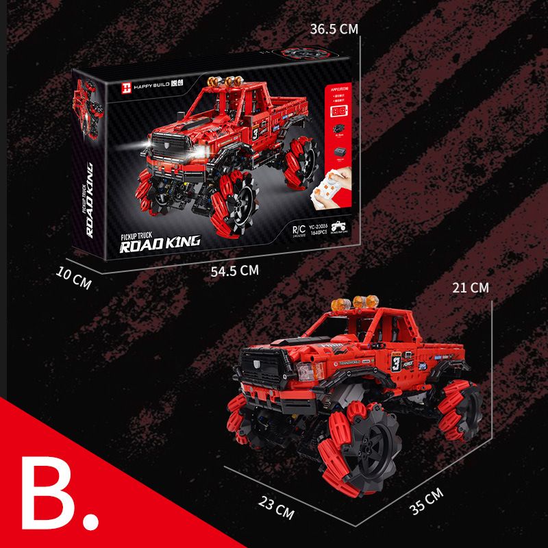 HAPPY BUILD PANGU YC-23035 23035 YC23035 RED RAPTOR MAI LUN STUNT XE ĐỊA HÌNH bộ đồ chơi xếp lắp ráp ghép mô hình Technic PICKUP TRUCK ROAD KING Kỹ Thuật Công Nghệ Cao Mô Hình Phương Tiện 1640 khối