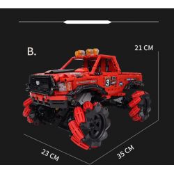HAPPY BUILD PANGU YC-23035 23035 YC23035 RED RAPTOR MAI LUN STUNT XE ĐỊA HÌNH bộ đồ chơi xếp lắp ráp ghép mô hình Technic PICKUP TRUCK ROAD KING Kỹ Thuật Công Nghệ Cao Mô Hình Phương Tiện 1640 khối