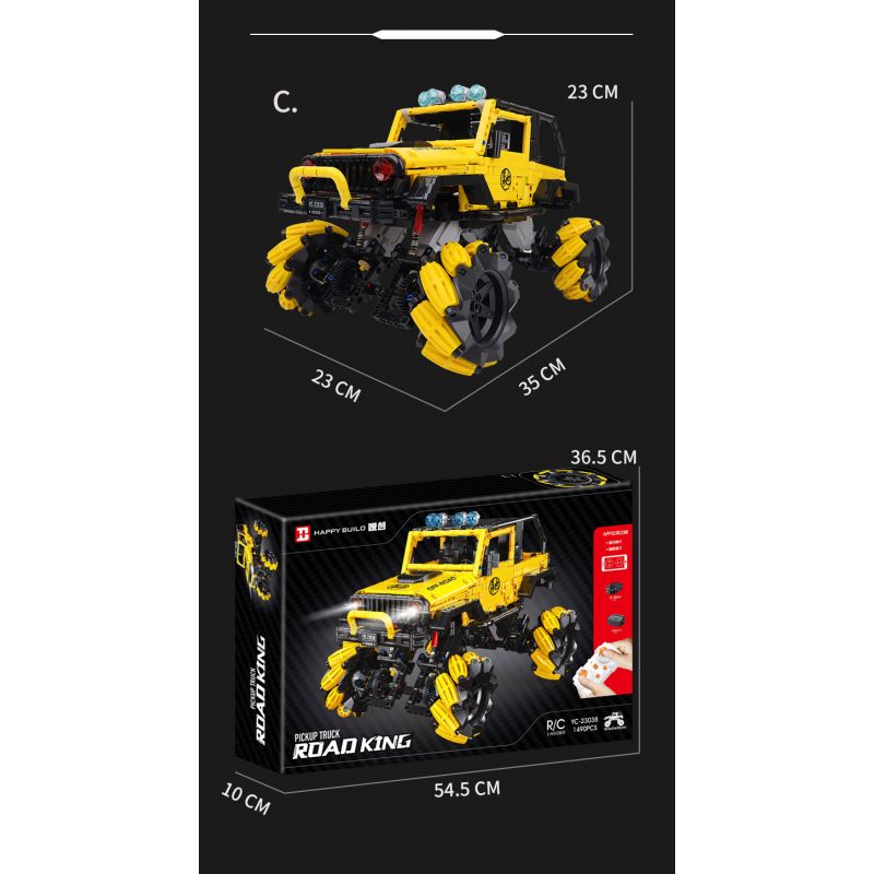 HAPPY BUILD PANGU YC-23035 23035 YC23035 RED RAPTOR MAI LUN STUNT XE ĐỊA HÌNH bộ đồ chơi xếp lắp ráp ghép mô hình Technic PICKUP TRUCK ROAD KING Kỹ Thuật Công Nghệ Cao Mô Hình Phương Tiện 1640 khối