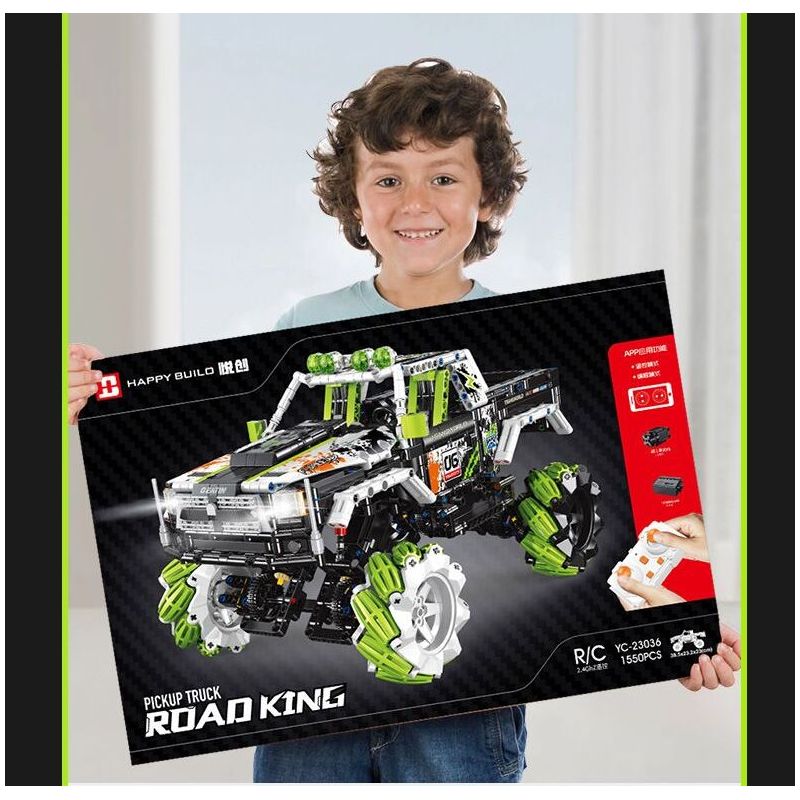 HAPPY BUILD PANGU YC-23035 23035 YC23035 RED RAPTOR MAI LUN STUNT XE ĐỊA HÌNH bộ đồ chơi xếp lắp ráp ghép mô hình Technic PICKUP TRUCK ROAD KING Kỹ Thuật Công Nghệ Cao Mô Hình Phương Tiện 1640 khối