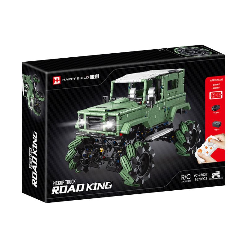 HAPPY BUILD PANGU YC-23037 23037 YC23037 LAND ROVER DEFENDER MCLUN STUNT XE ĐỊA HÌNH bộ đồ chơi xếp lắp ráp ghép mô hình Technic PICKUP TRUCK ROAD KING Kỹ Thuật Công Nghệ Cao Mô Hình Phương Tiện 1670 khối