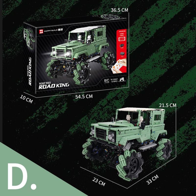 HAPPY BUILD PANGU YC-23037 23037 YC23037 LAND ROVER DEFENDER MCLUN STUNT XE ĐỊA HÌNH bộ đồ chơi xếp lắp ráp ghép mô hình Technic PICKUP TRUCK ROAD KING Kỹ Thuật Công Nghệ Cao Mô Hình Phương Tiện 1670 khối