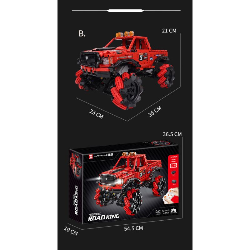 HAPPY BUILD PANGU YC-23037 23037 YC23037 LAND ROVER DEFENDER MCLUN STUNT XE ĐỊA HÌNH bộ đồ chơi xếp lắp ráp ghép mô hình Technic PICKUP TRUCK ROAD KING Kỹ Thuật Công Nghệ Cao Mô Hình Phương Tiện 1670 khối