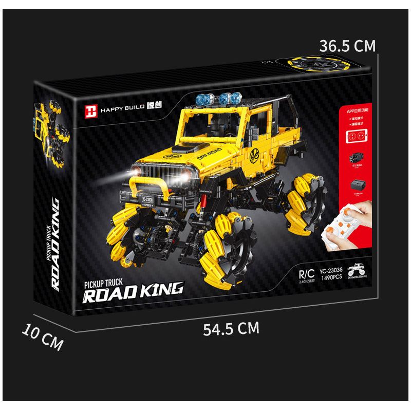 HAPPY BUILD PANGU YC-23037 23037 YC23037 LAND ROVER DEFENDER MCLUN STUNT XE ĐỊA HÌNH bộ đồ chơi xếp lắp ráp ghép mô hình Technic PICKUP TRUCK ROAD KING Kỹ Thuật Công Nghệ Cao Mô Hình Phương Tiện 1670 khối
