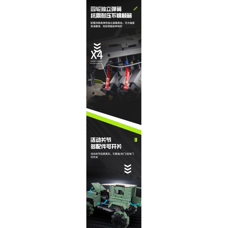 HAPPY BUILD PANGU YC-23037 23037 YC23037 LAND ROVER DEFENDER MCLUN STUNT XE ĐỊA HÌNH bộ đồ chơi xếp lắp ráp ghép mô hình Technic PICKUP TRUCK ROAD KING Kỹ Thuật Công Nghệ Cao Mô Hình Phương Tiện 1670 khối