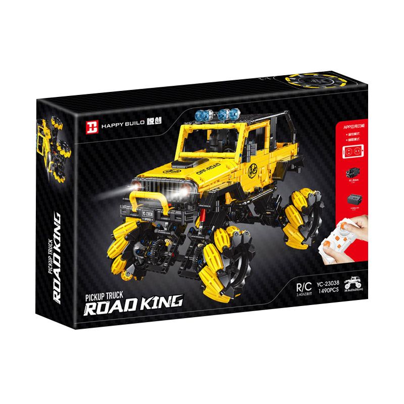 HAPPY BUILD PANGU YC-23038 23038 YC23038 WRANGLER MAI LUN ĐÓNG THẾ XE ĐỊA HÌNH bộ đồ chơi xếp lắp ráp ghép mô hình Technic PICKUP TRUCK ROAD KING Kỹ Thuật Công Nghệ Cao Mô Hình Phương Tiện 1490 khối