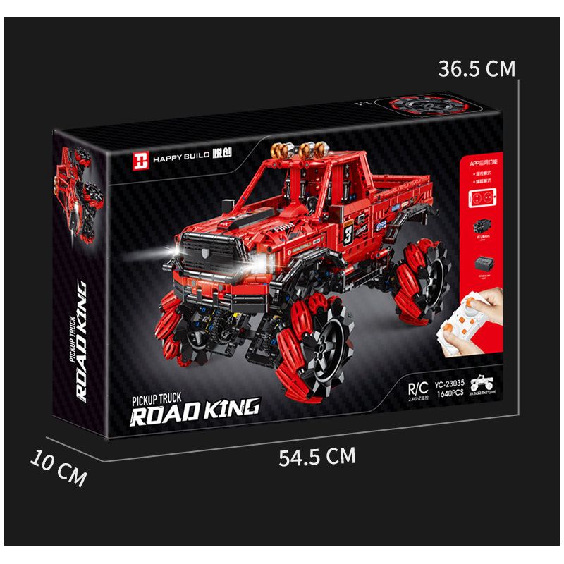 HAPPY BUILD PANGU YC-23038 23038 YC23038 WRANGLER MAI LUN ĐÓNG THẾ XE ĐỊA HÌNH bộ đồ chơi xếp lắp ráp ghép mô hình Technic PICKUP TRUCK ROAD KING Kỹ Thuật Công Nghệ Cao Mô Hình Phương Tiện 1490 khối