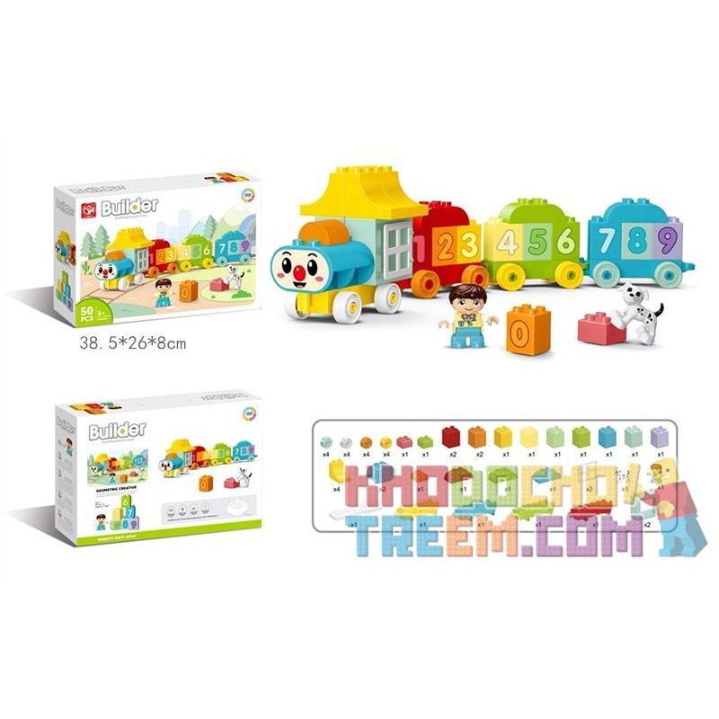 Xếp hình tàu hỏa học đếm Kids Home Toys 50 khối