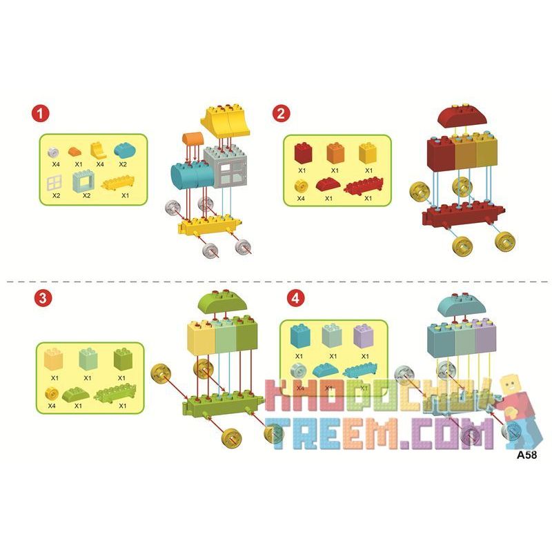 Xếp hình tàu hỏa học đếm Kids Home Toys 50 khối