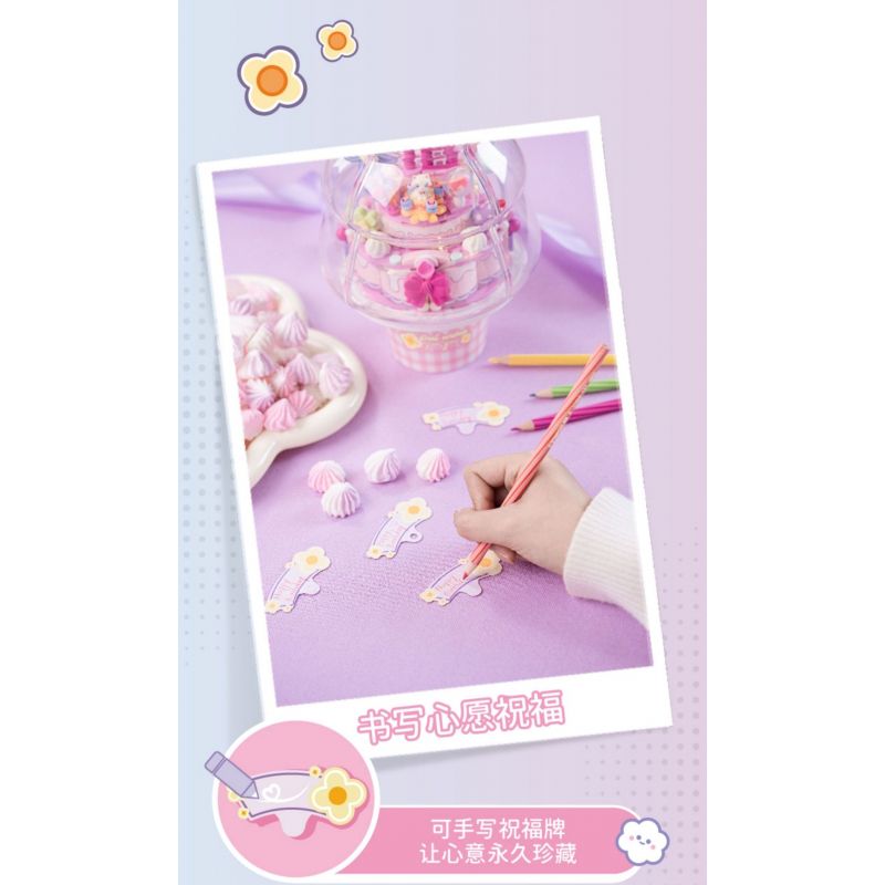 WEKKI 516158 HỘP NHẠC BÁNH NGỌT bộ đồ chơi xếp lắp ráp ghép mô hình Creator SWEET CAKE MUSIC BOX Sáng Tạo