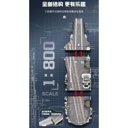 SEMBO 208039 CẤU TRÚC MÔ-ĐUN BA PHẦN CỦA TÀU SÂN BAY PHÚC KIẾN tỷ lệ 1:800 bộ đồ chơi xếp lắp ráp ghép mô hình Military Army Quân Sự Bộ Đội 1326 khối