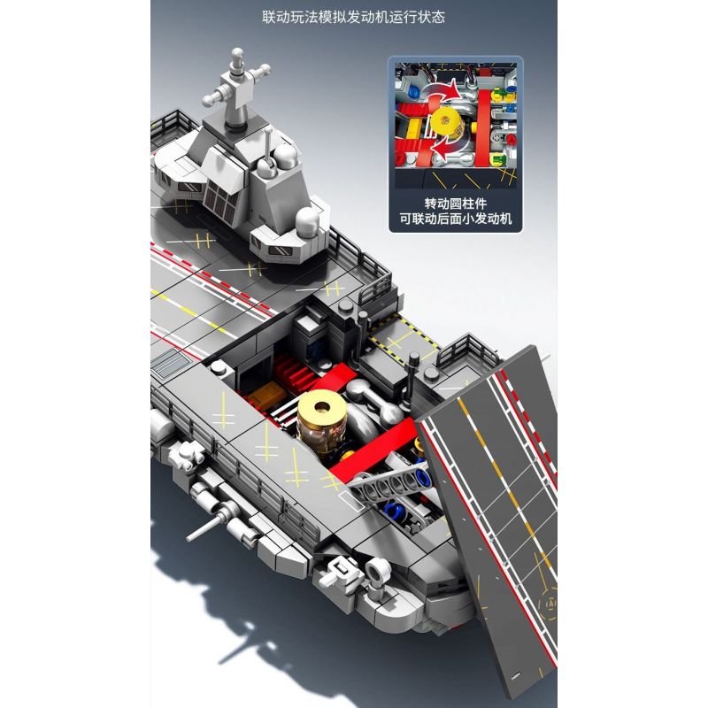 SEMBO 208039 CẤU TRÚC MÔ-ĐUN BA PHẦN CỦA TÀU SÂN BAY PHÚC KIẾN tỷ lệ 1:800 bộ đồ chơi xếp lắp ráp ghép mô hình Military Army Quân Sự Bộ Đội 1326 khối