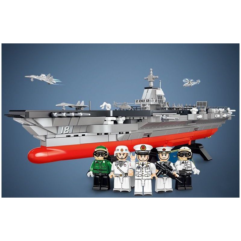 SEMBO 208039 CẤU TRÚC MÔ-ĐUN BA PHẦN CỦA TÀU SÂN BAY PHÚC KIẾN tỷ lệ 1:800 bộ đồ chơi xếp lắp ráp ghép mô hình Military Army Quân Sự Bộ Đội 1326 khối