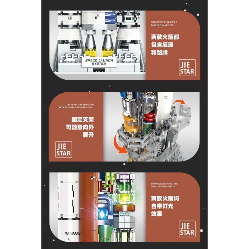 JIESTAR JJ9030 9030 PHƯƠNG TIỆN PHÓNG HỆ THỐNG VÀO KHÔNG GIAN bộ đồ chơi xếp lắp ráp ghép mô hình City CARRIER ROCKET SPACE LAUNCH SYSTEM Thành Phố 1055 khối