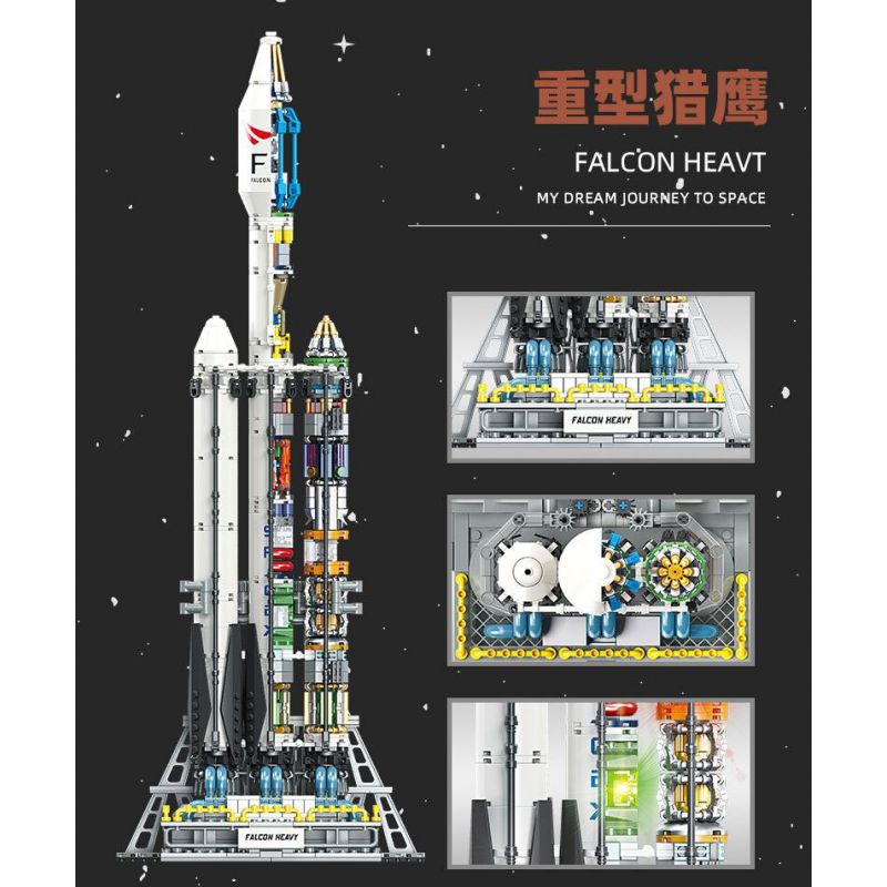 JIESTAR JJ9031 9031 PHƯƠNG TIỆN PHÓNG FALCON HEAVY bộ đồ chơi xếp lắp ráp ghép mô hình City CARRIER ROCKET FALCON HEAVT Thành Phố 1104 khối