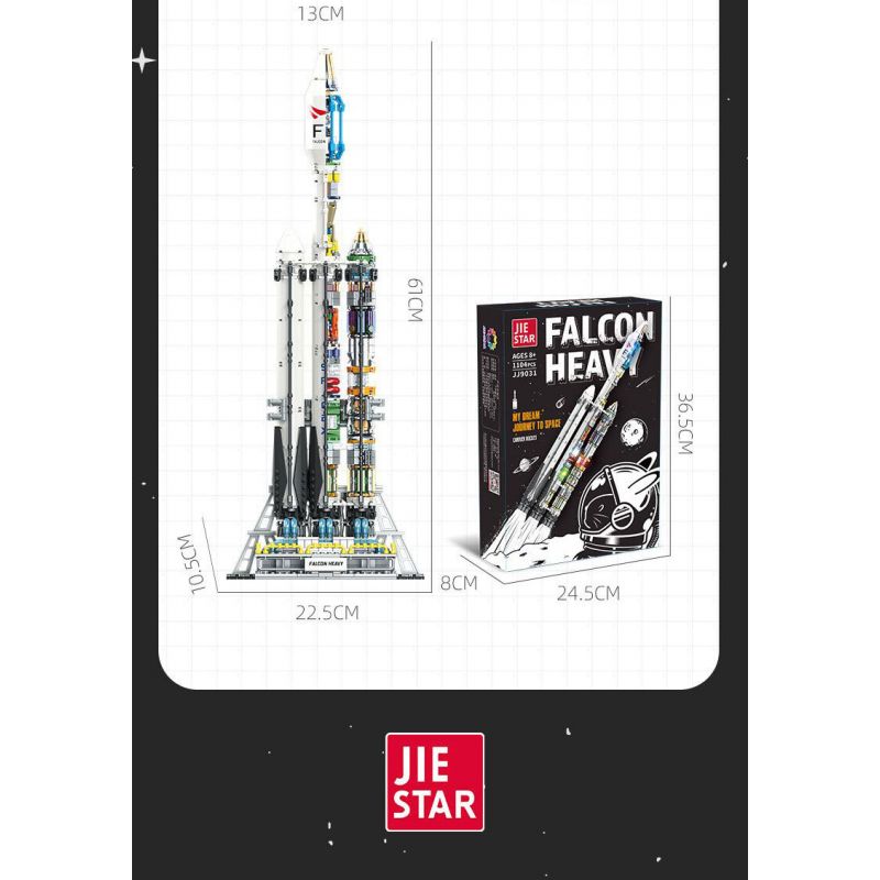 JIESTAR JJ9031 9031 PHƯƠNG TIỆN PHÓNG FALCON HEAVY bộ đồ chơi xếp lắp ráp ghép mô hình City CARRIER ROCKET FALCON HEAVT Thành Phố 1104 khối
